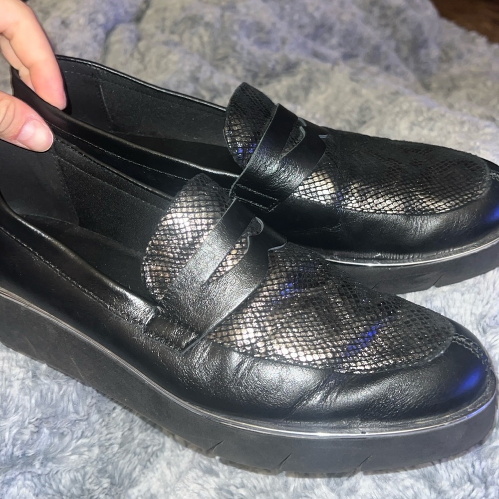 THE FLEXX BLACK SNAKESKIN LOAFERS